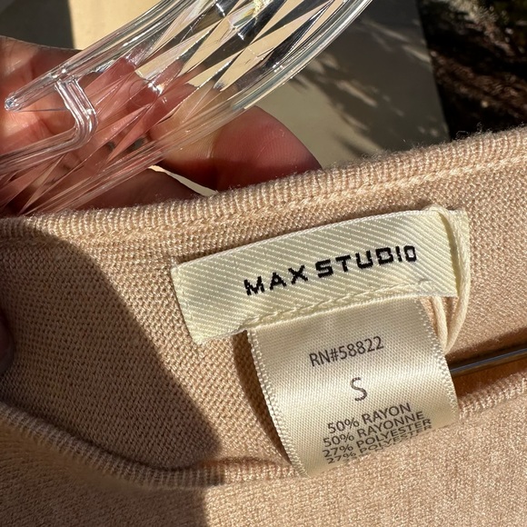 MAX STUDIO Dolman Long Sleeve Knit With Ruched Tie Sleeves in Oat Brown-S - Picture 5 of 10